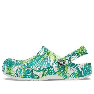 Crocs 4 Printing Outdoor Plochý Podpatek Plážové Sporty Bílé Zelené Sandály „Bílá Zelená“ 206230-1C8