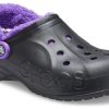 Crocs Baya Podšívaný Fuzz Strap Clogs „Black Purple“ 20663309V