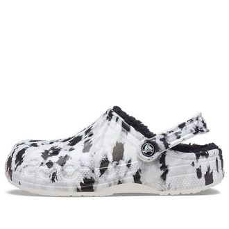 Crocs Baya podšívka Clog Fleece lemované Unisex bílé šedé pantofle „White Grey“ 205975-10M