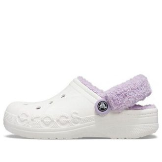 Crocs Classic Baya lemovaný Fuzz-Strap dřevák „White Lila“ 206633-577