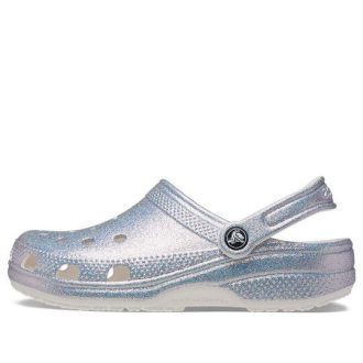 Crocs Classic Casual Unisex metalické stříbrné růžové sandály 207551-90H