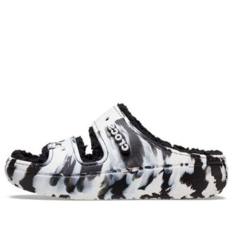 Crocs Classic Cozzzy mramorované sandály „Black White“ 207907