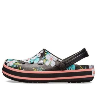 Crocs Crocband sezónní grafické dřeváky „Black White Pink“ 205579-0CV