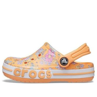 Crocs (GS) Bayaband sezónní tištěné dřeváky „Orange White“ 206178-801