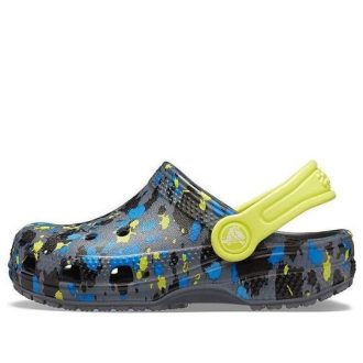 Crocs (GS) Classic Classic potištěné dřeváky „Charcoal Citrus Croslite“ 205813-00T