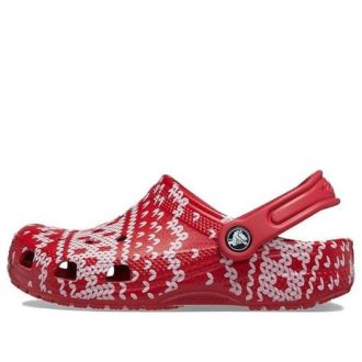Crocs (GS) Classic sváteční svetrové dřeváky „Red White“ 209221-90H