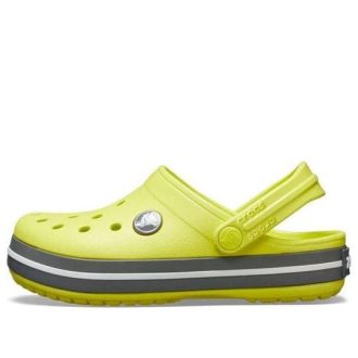 Crocs (GS) Crocband detail výřezu dřeváky s kulatou špičkou „Yellow Grey“ 204537-7H1