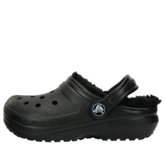 Crocs (GS) Dětské klasické lemované dřeváky „Black“ 207010-060
