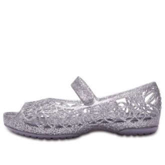 Crocs (GS) Isabella Glitter Peep Toe Sandály „Silver“ 202602-040