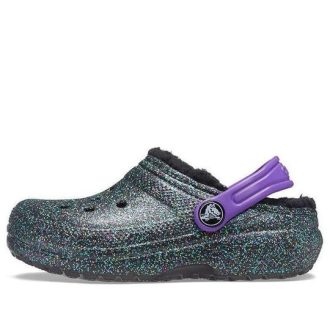 Crocs (GS) Klasické lemované dřeváky „Black Purple Sparkles“ 205937-9BD