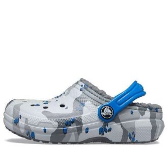 Crocs (GS) Klasické lemované maskáčové dřeváky „šedobílá modrá“ 207323-0EF