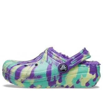 Crocs (GS) Klasické lemované mramorované dřeváky „Neon Purple Multi“ 207238-573