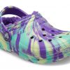 Crocs (GS) Klasické lemované mramorované dřeváky „Neon Purple Multi“ 207238-573