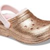 Crocs (GS) Klasické lemované třpytivé dřeváky „Gold Pink“ 207462-2UB