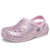 Crocs (GS) Klasické lemované třpytivé dřeváky „Pink“ 207462-6S0