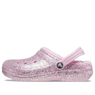 Crocs (GS) Klasické lemované třpytivé dřeváky „Pink“ 207463-6S0