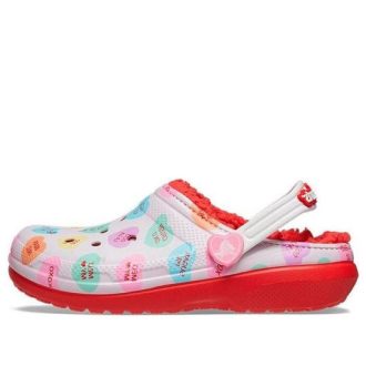 Crocs (GS) Klasické lemované vyvýšené dřeváky „Red White“ 207738-119