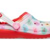 Crocs (GS) Klasické lemované vyvýšené dřeváky „Red White“ 207738-119
