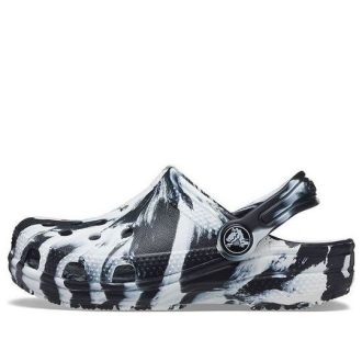 Crocs (GS) klasické mramorové dřeváky „Black White“ 207002-103