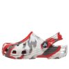 Crocs (GS) klasické mramorové dřeváky „White Red Grey“ 207002-884
