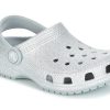 Crocs (GS) klasické třpytivé dřeváky „Silver“ 205441-040