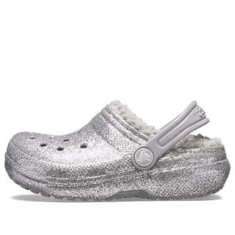 Crocs (GS) Klasické třpytivé dřeváky „Silver Grey“ 205937-00N
