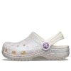 Crocs (GS) Klasické třpytivé dřeváky „Stříbrná bílá“ 205441-159