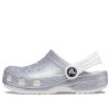 Crocs (GS) klasické třpytivé sandály „Silver White“ 206993-94S