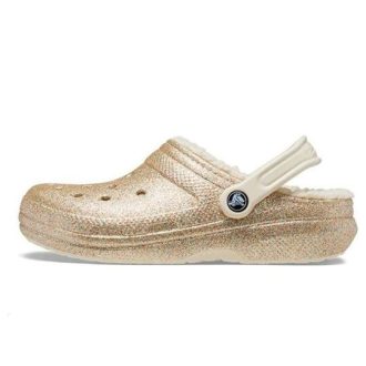 Crocs klasické třpytivé dřeváky „zlato bílá“ 205842-93S