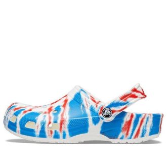 Crocs klasický vzor proti opotřebení protiskluzové sportovní unisex bílé modré červené sandály „bílá modrá červená“ 205453-928