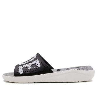 Crocs LiteRide LOGO Unisex černé pantofle „Black White“ 205562-066