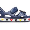 Crocs (PS) Funny Mickey Venkovní suchý zip s otevřenou špičkou na ploché patě Sportovní sytě modré sandály 206171-410