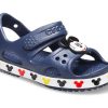 Crocs (PS) Funny Mickey Venkovní suchý zip s otevřenou špičkou na ploché patě Sportovní sytě modré sandály 206171-410