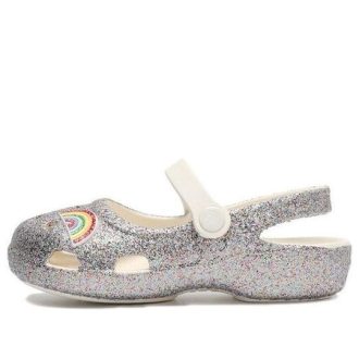 Crocs (PS) Outdoorové ploché podpatky lesklé sportovní stříbrné sandály 206370-93R