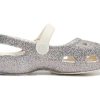 Crocs (PS) Outdoorové ploché podpatky lesklé sportovní stříbrné sandály 206370-93R