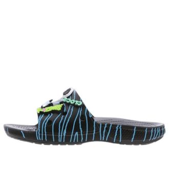 Crocs Ron English x Classic Bootlegger Slides „Black Blue“ 207526-001