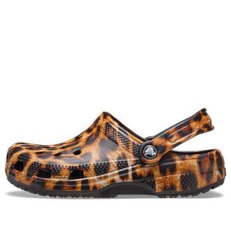 Crocs (WMNS) Klasický dřevák s potiskem Plážové sandály pro volný čas Leopardí potisk 206676-90L