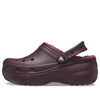 Crocs (WMNS) Klasické dřeváky s podšívkou na platformě „Dark Cherry“ 207938-6WD