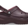 Crocs (WMNS) Klasické dřeváky s podšívkou na platformě „Dark Cherry“ 207938-6WD