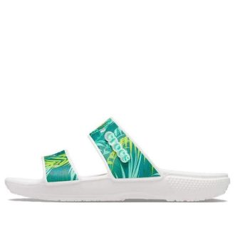 Crocs (WMNS) klasické tropické venkovní sportovní pantofle na plochém podpatku bílá zelená 207183-94S