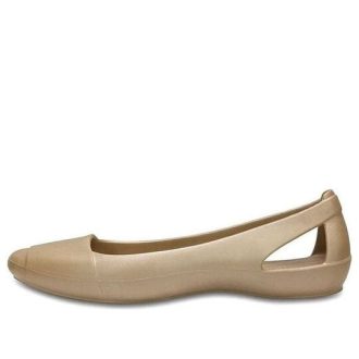 Crocs (WMNS) Minimalistické ležérní ploché sportovní sandály zlaté barvy 202811-710