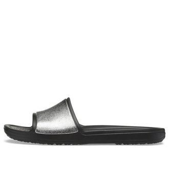 Crocs (WMNS) Sloane Shine Low Slide Ploché Casual Black Silver Pantofle „Black Silver“ 206921-001